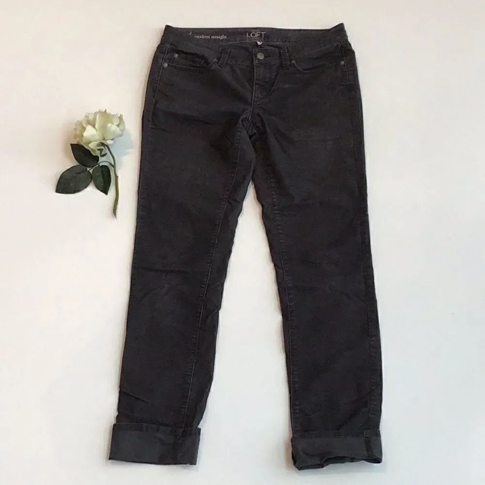 LOFT Gray Corduroy Modern Straight cut Pants-27